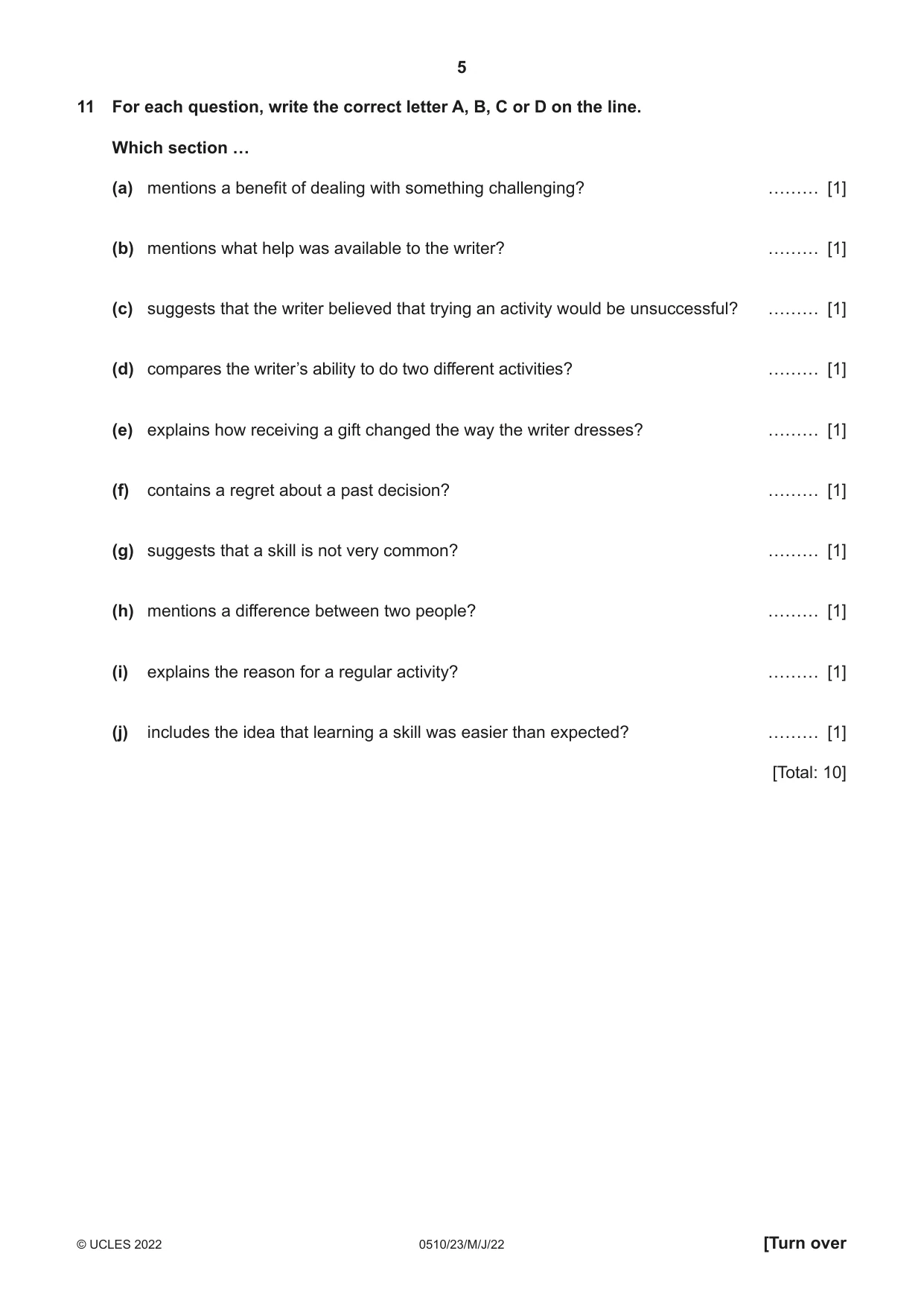 Cambridge IGCSE English - Second Language (oral endorsement) 0510 2022 May/June Paper 2 · Variant 3 question paper, page 5 of 16