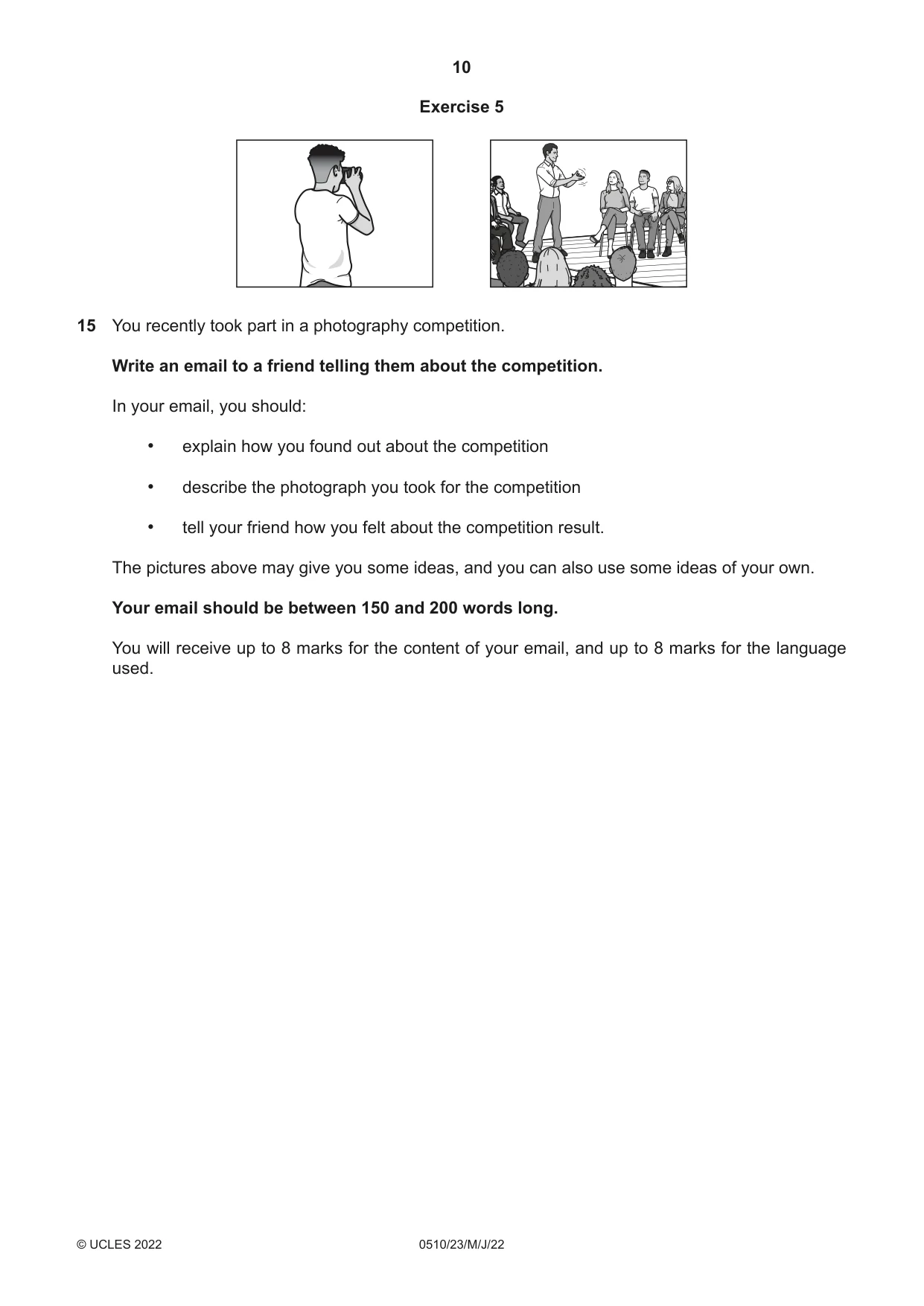 Cambridge IGCSE English - Second Language (oral endorsement) 0510 2022 May/June Paper 2 · Variant 3 question paper, page 10 of 16