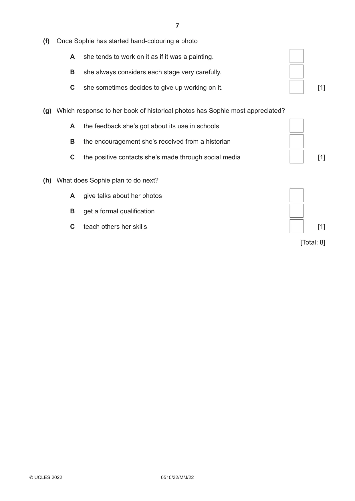Cambridge IGCSE English - Second Language (oral endorsement) 0510 2022 May/June Paper 3 · Variant 2 question paper, page 7 of 8