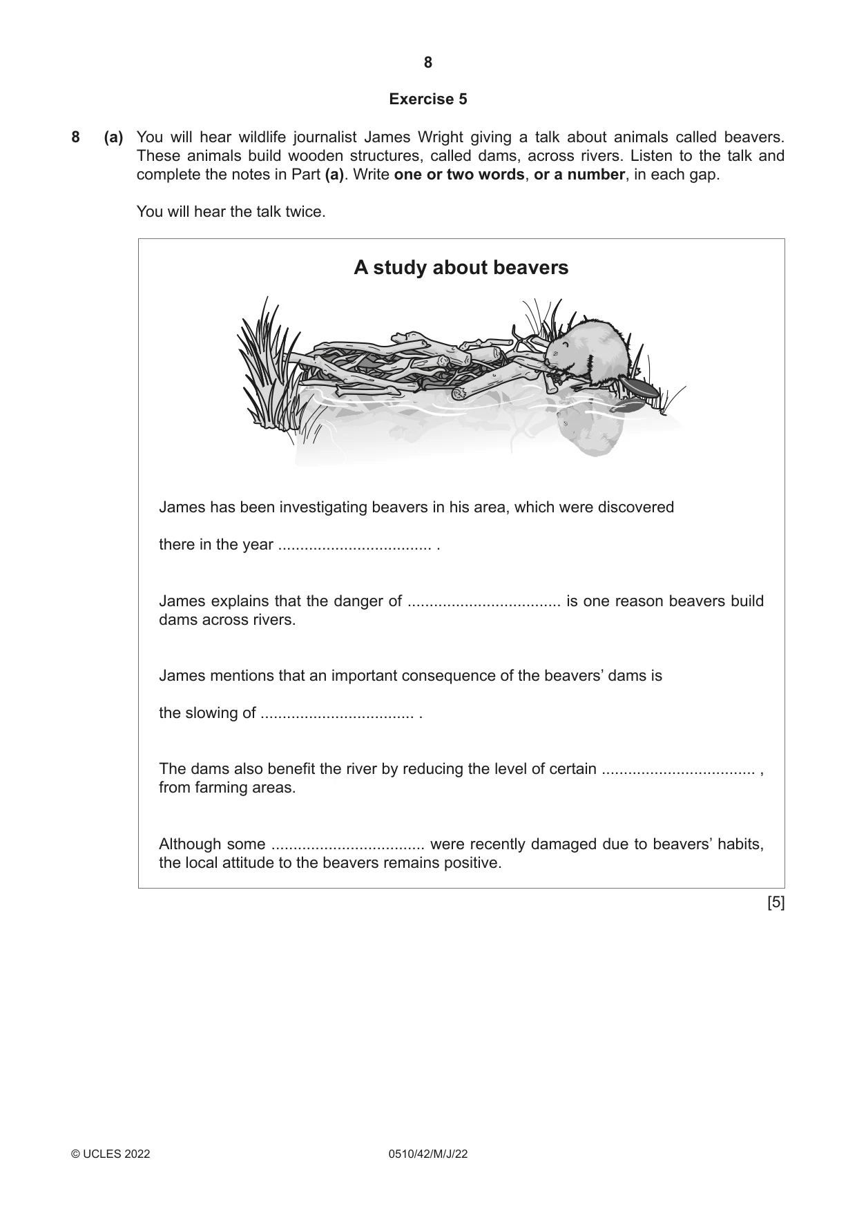 Cambridge IGCSE English - Second Language (oral endorsement) 0510 2022 May/June Paper 4 · Variant 2 question paper, page 8 of 12