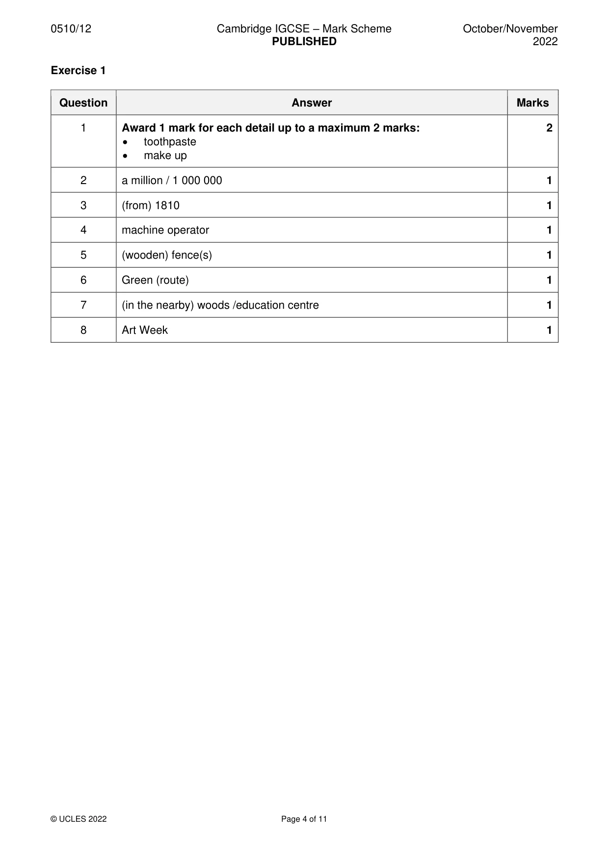 Mark scheme, page 4 of 11