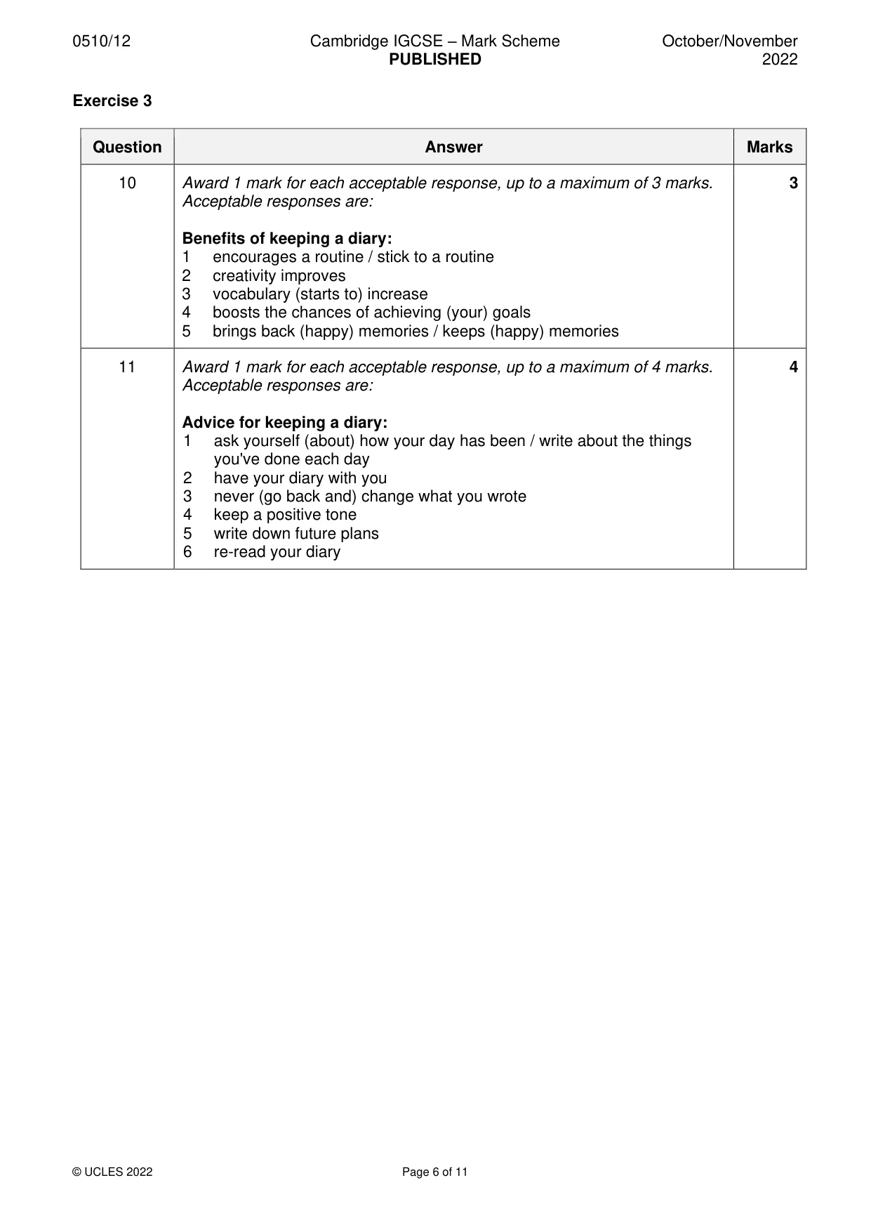 Mark scheme, page 6 of 11