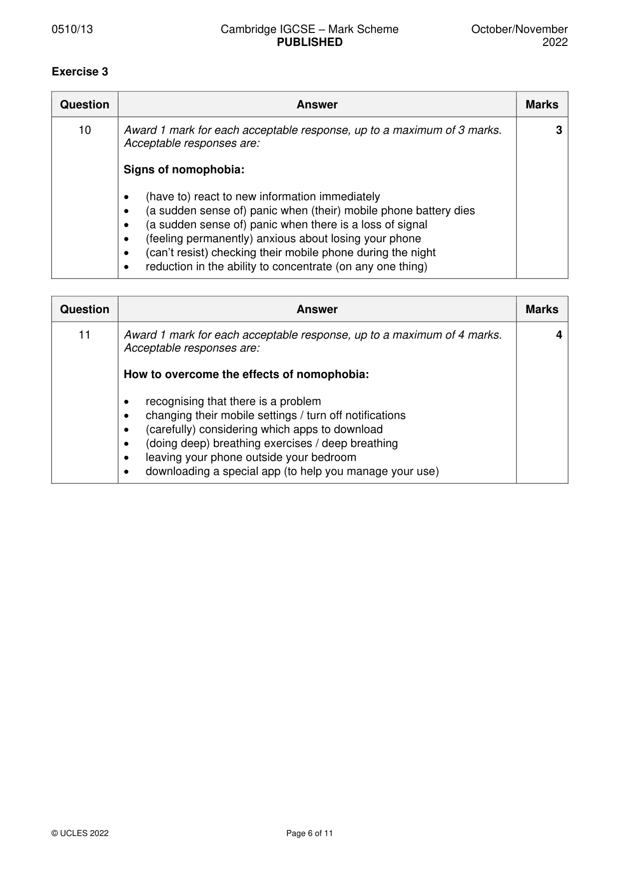 Mark scheme, page 6 of 11