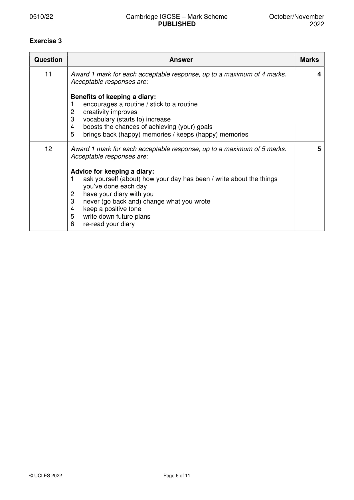 Mark scheme, page 6 of 11