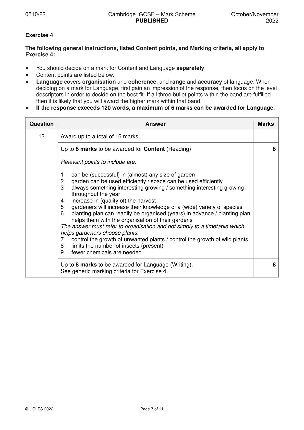 Mark scheme, page 7 of 11