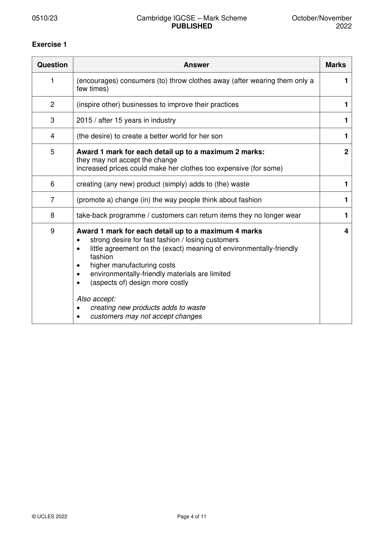 Mark scheme, page 4 of 11