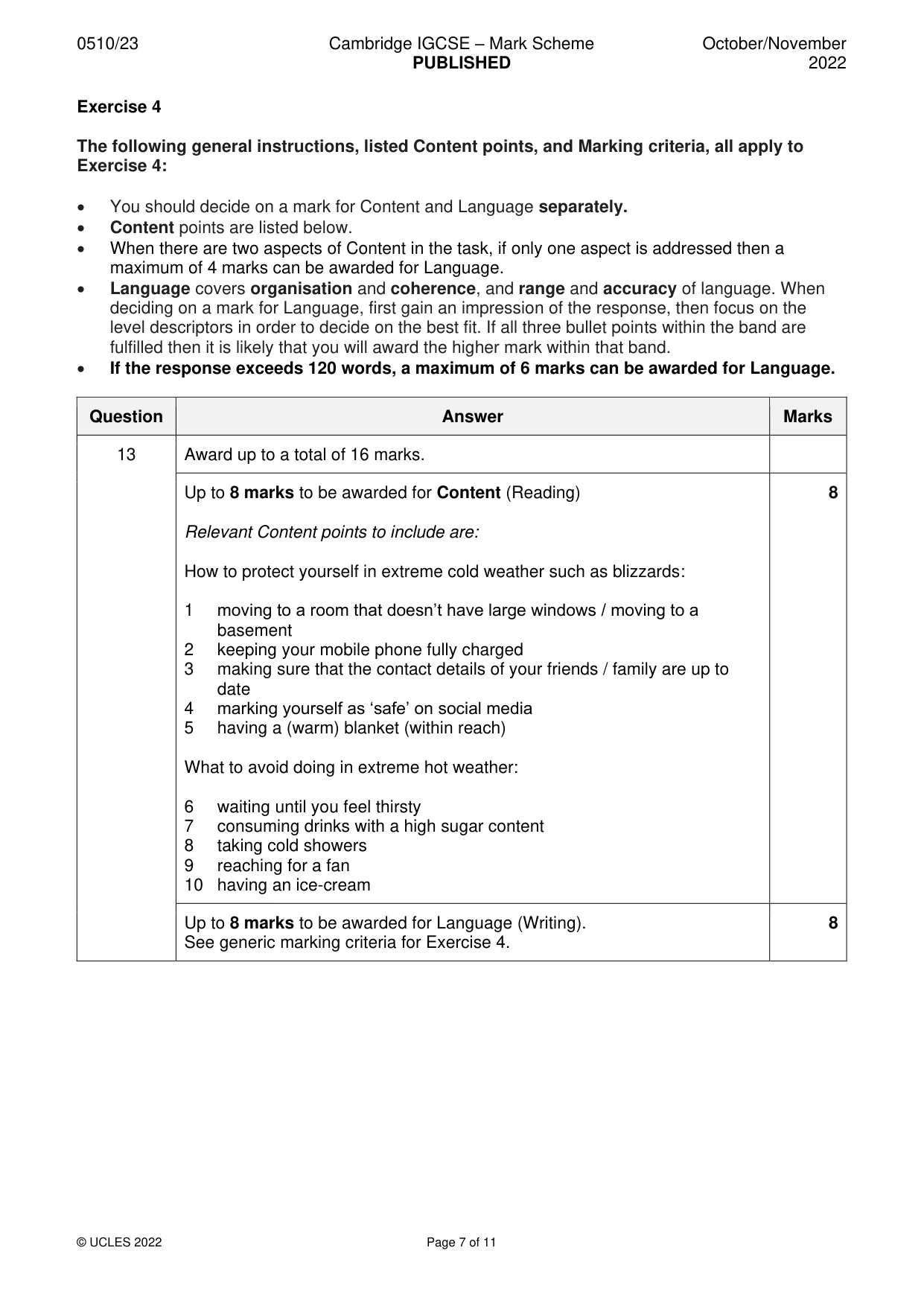 Mark scheme, page 7 of 11