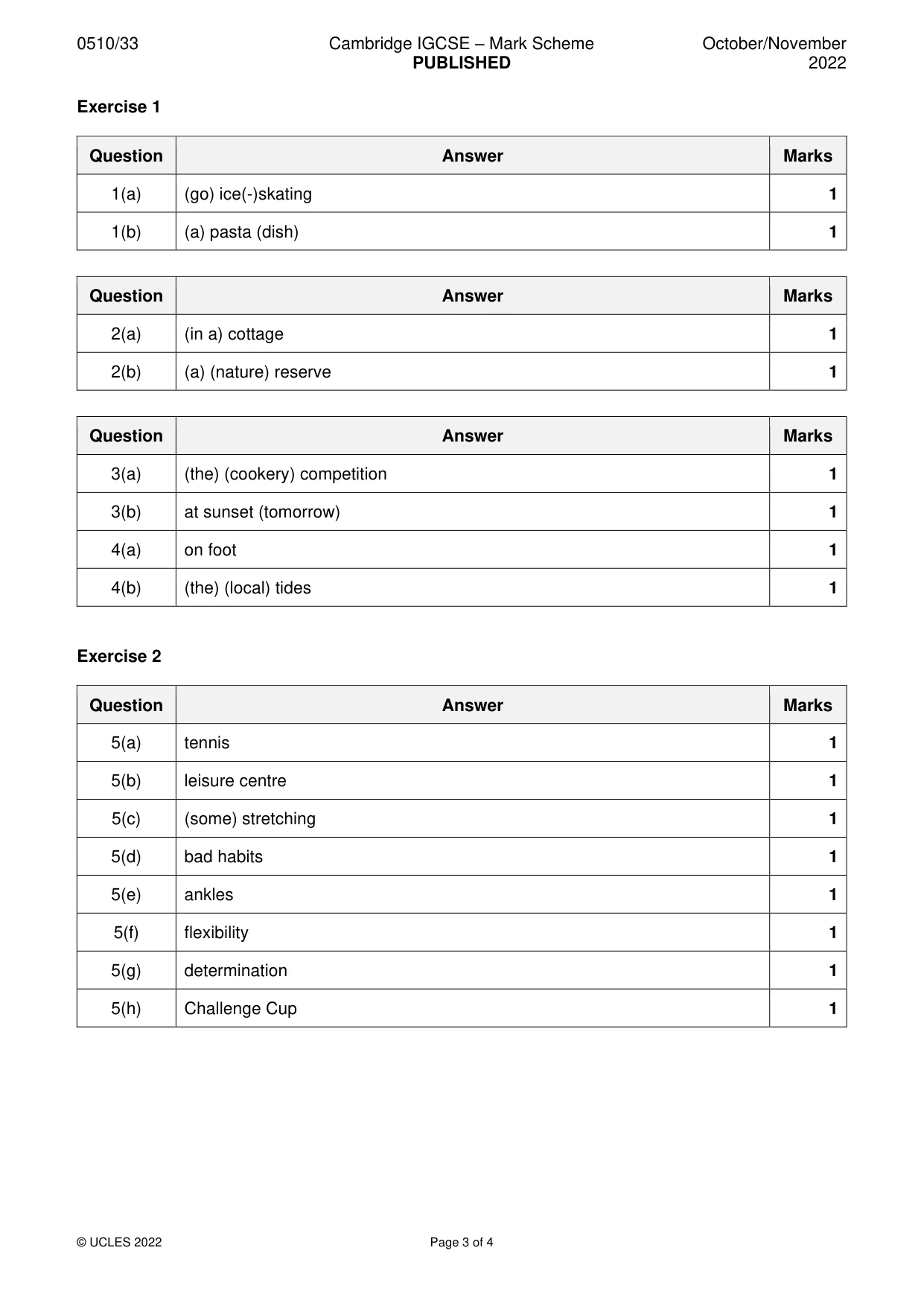 Mark scheme, page 3 of 4
