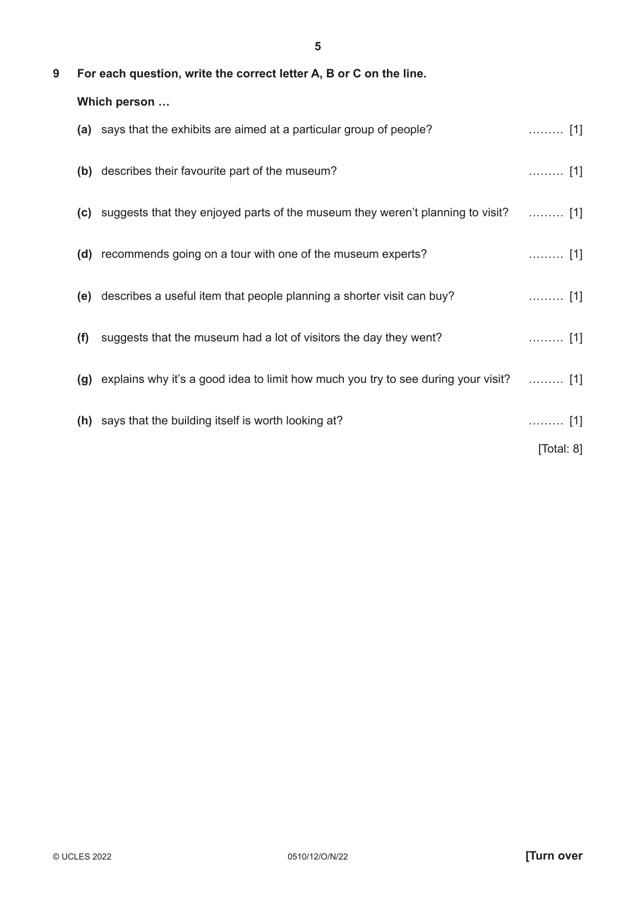 Cambridge IGCSE English - Second Language (oral endorsement) 0510 2022 Oct/Nov Paper 1 · Variant 2 question paper, page 5 of 16