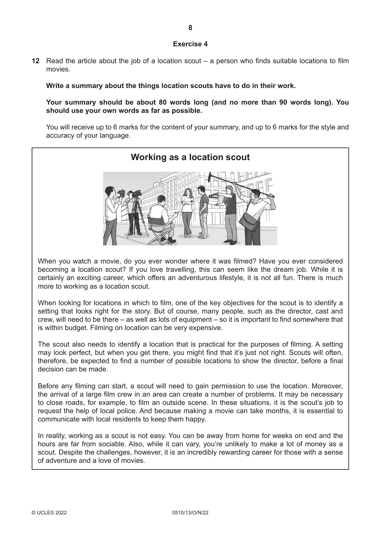 Cambridge IGCSE English - Second Language (oral endorsement) 0510 2022 Oct/Nov Paper 1 · Variant 3 question paper, page 8 of 16