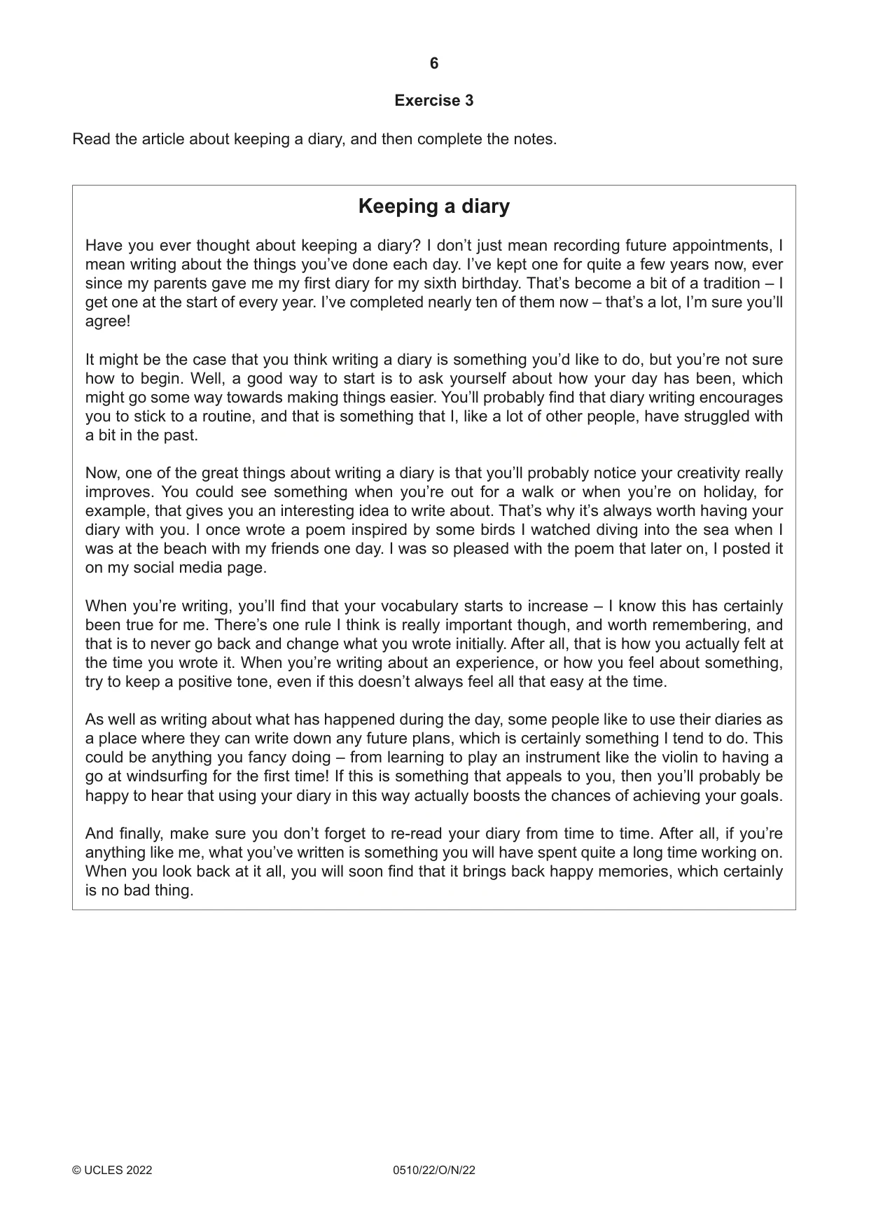 Cambridge IGCSE English - Second Language (oral endorsement) 0510 2022 Oct/Nov Paper 2 · Variant 2 question paper, page 6 of 16