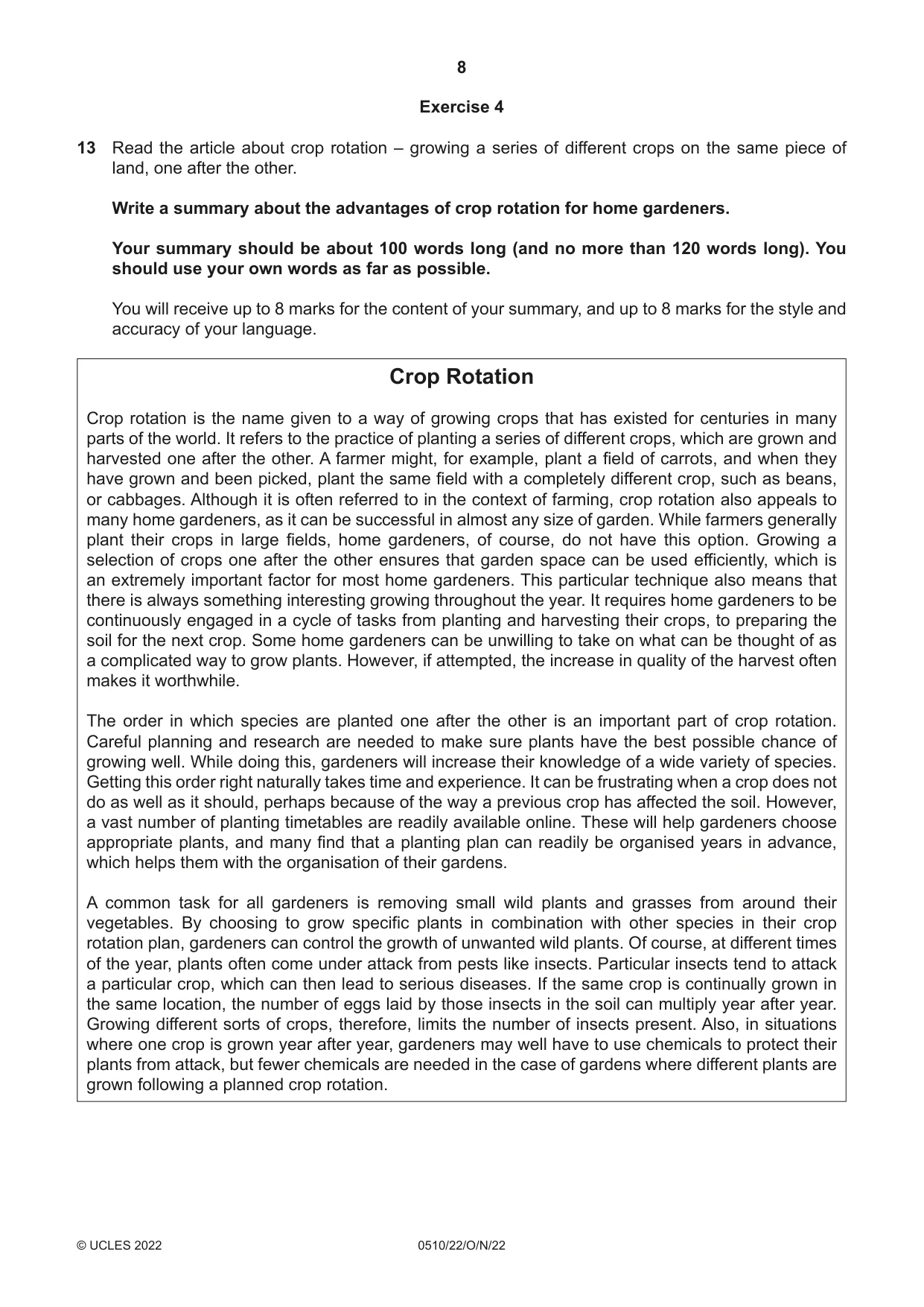 Cambridge IGCSE English - Second Language (oral endorsement) 0510 2022 Oct/Nov Paper 2 · Variant 2 question paper, page 8 of 16