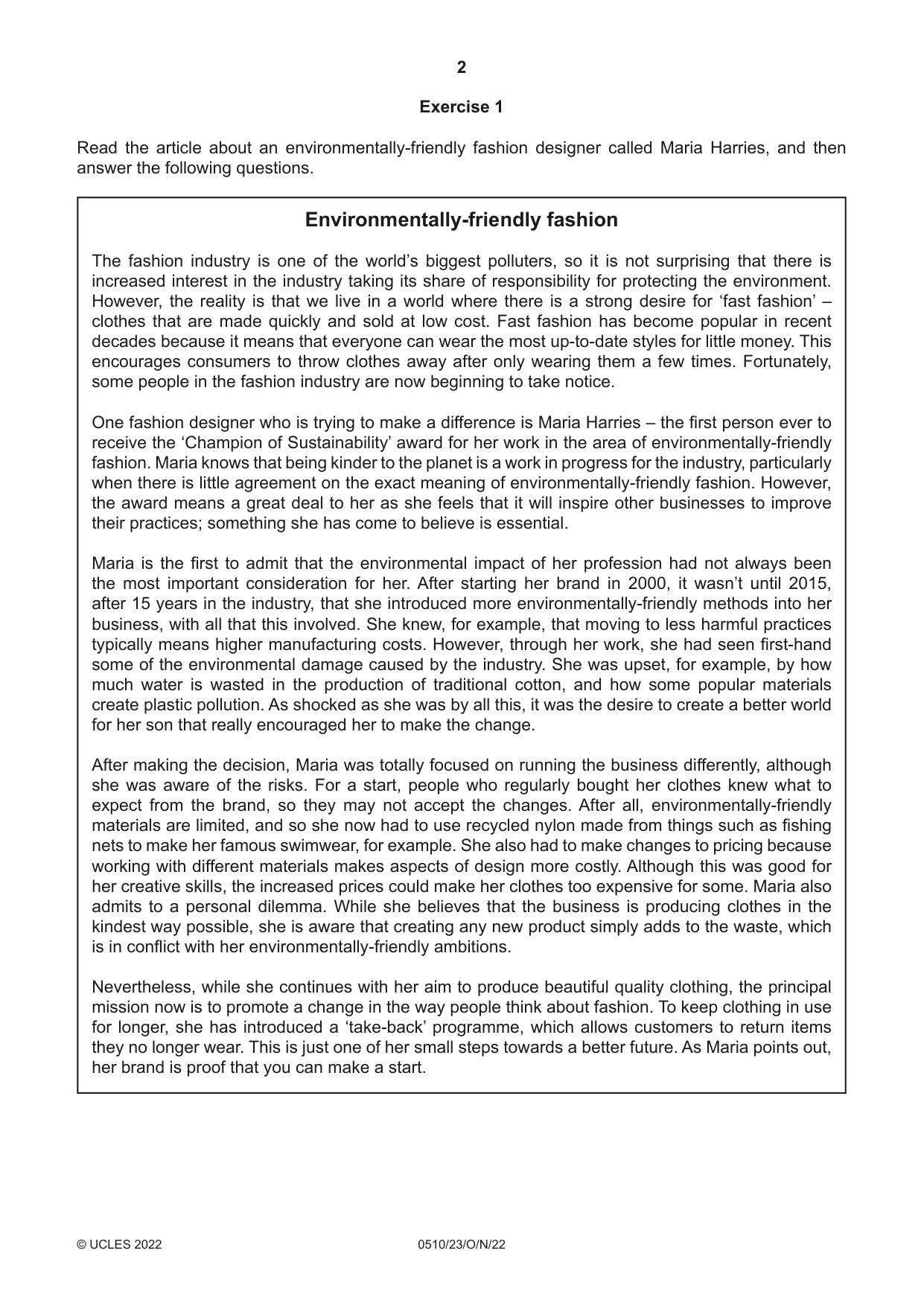 Cambridge IGCSE English - Second Language (oral endorsement) 0510 2022 Oct/Nov Paper 2 · Variant 3 question paper, page 2 of 16