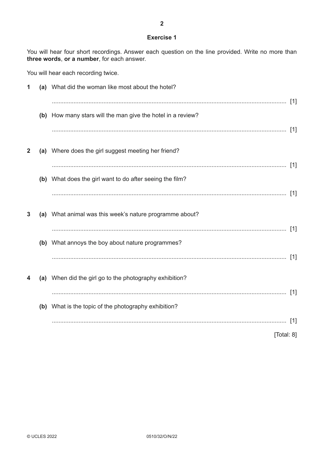 Cambridge IGCSE English - Second Language (oral endorsement) 0510 2022 Oct/Nov Paper 3 · Variant 2 question paper, page 2 of 8