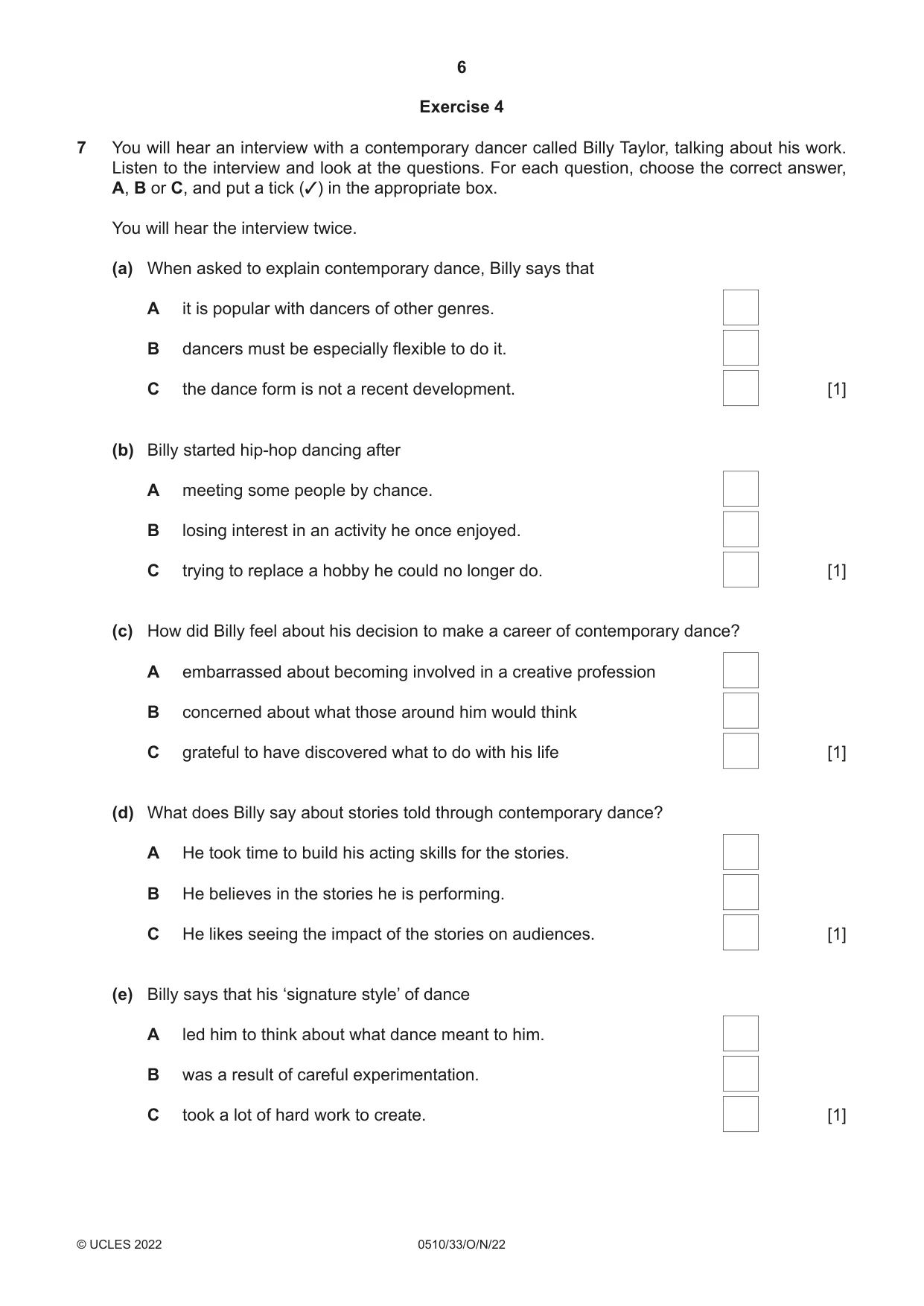 Cambridge IGCSE English - Second Language (oral endorsement) 0510 2022 Oct/Nov Paper 3 · Variant 3 question paper, page 6 of 8