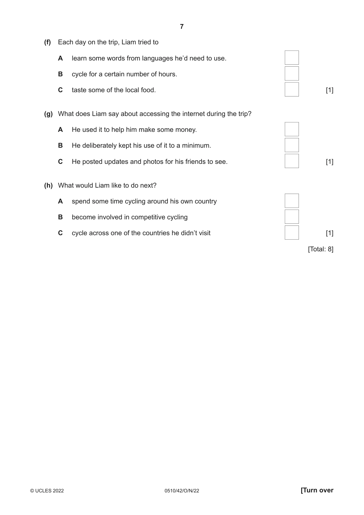 Cambridge IGCSE English - Second Language (oral endorsement) 0510 2022 Oct/Nov Paper 4 · Variant 2 question paper, page 7 of 12