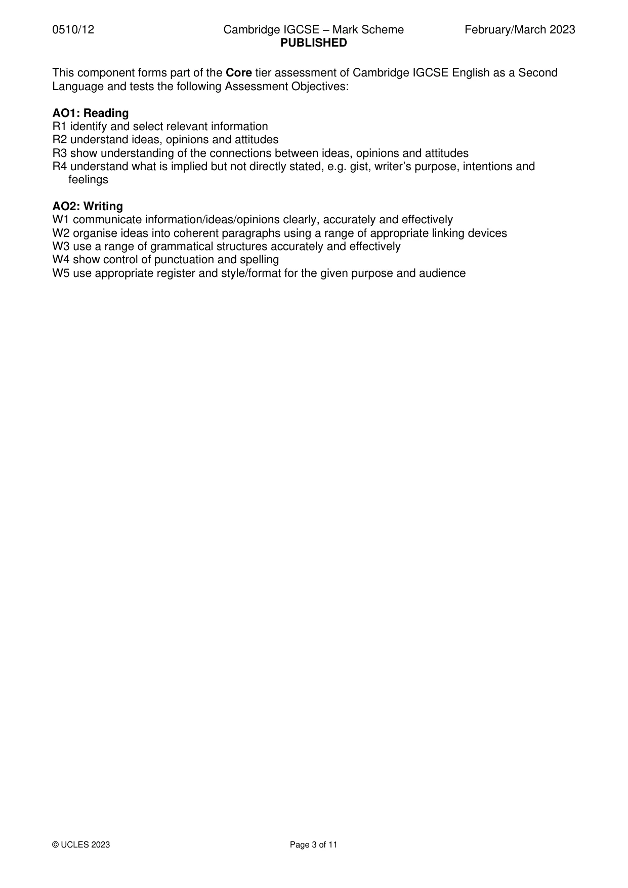 Mark scheme, page 3 of 11