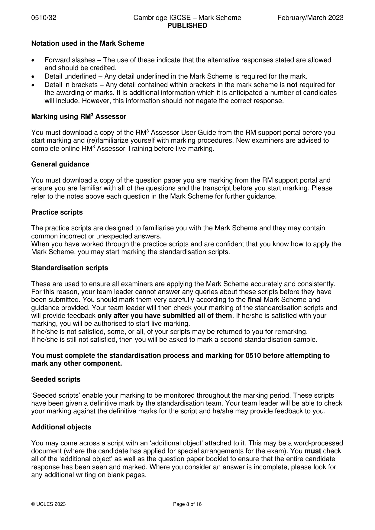 Mark scheme, page 8 of 16