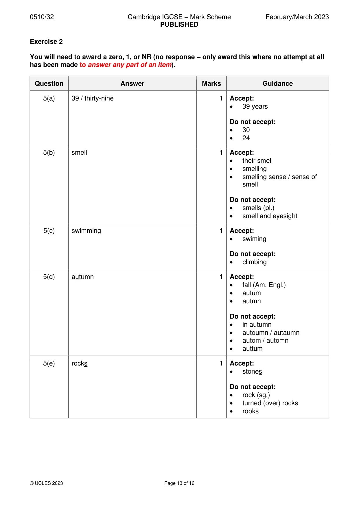 Mark scheme, page 13 of 16
