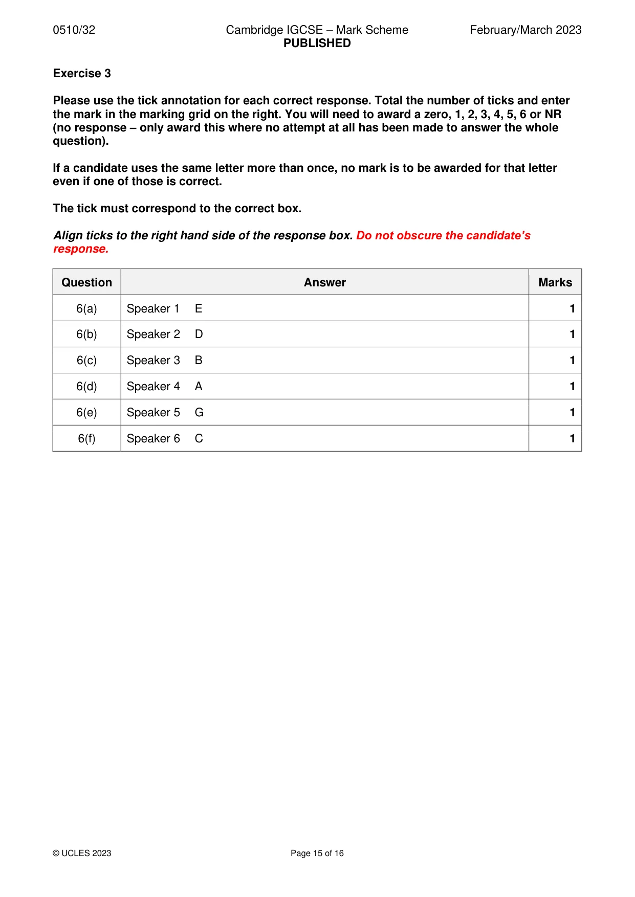 Mark scheme, page 15 of 16