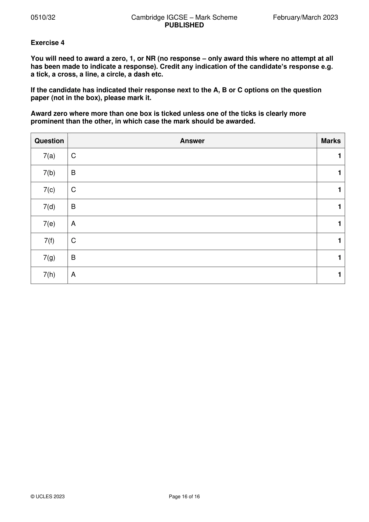 Mark scheme, page 16 of 16