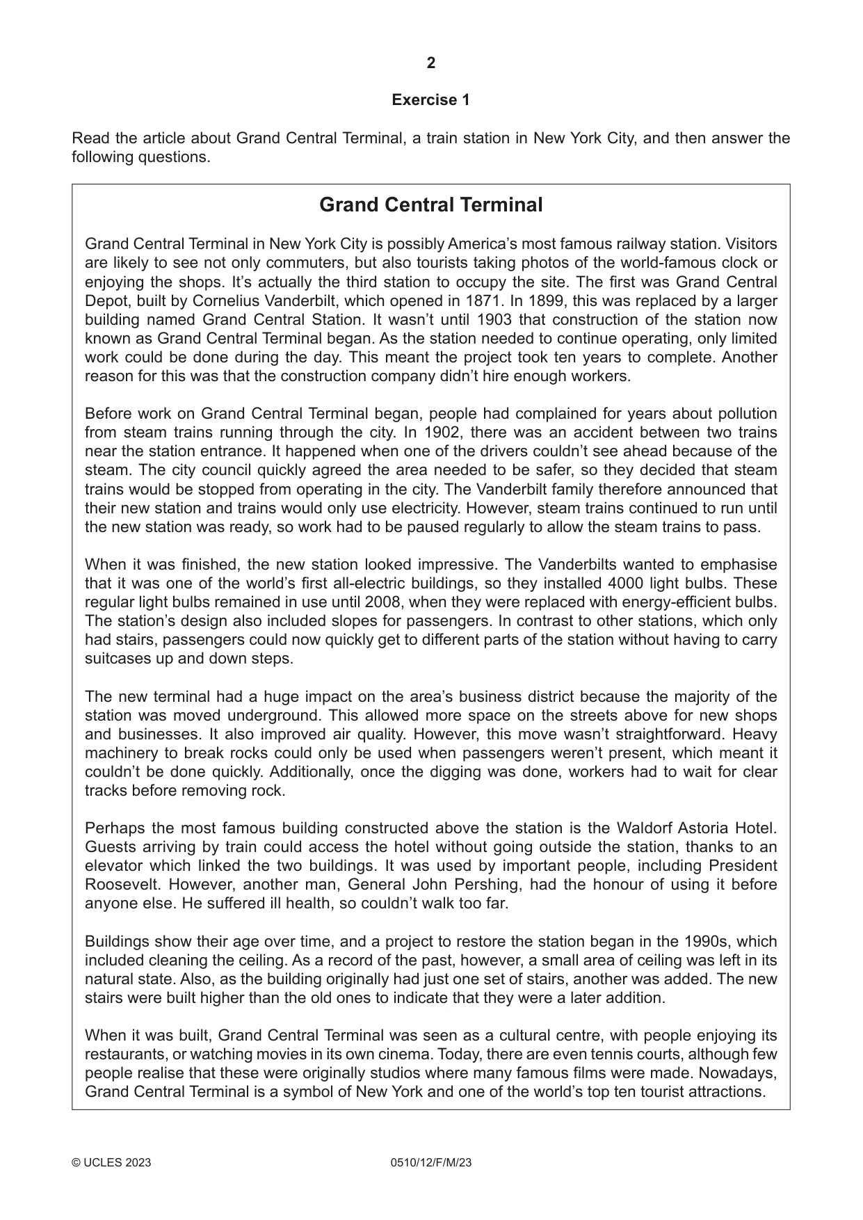 Cambridge IGCSE English - Second Language (oral endorsement) 0510 2023 Feb/March Paper 1 · Variant 2 question paper, page 2 of 16