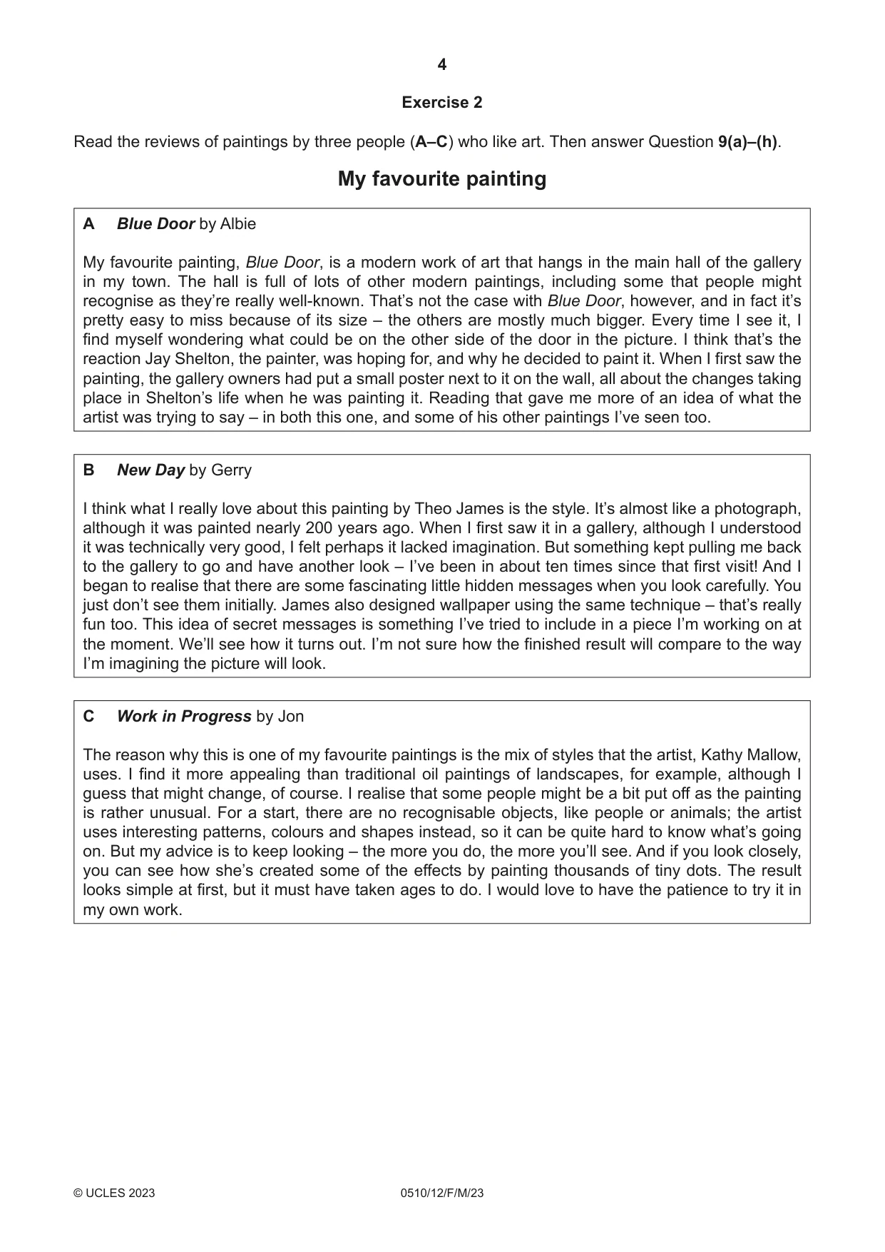 Cambridge IGCSE English - Second Language (oral endorsement) 0510 2023 Feb/March Paper 1 · Variant 2 question paper, page 4 of 16