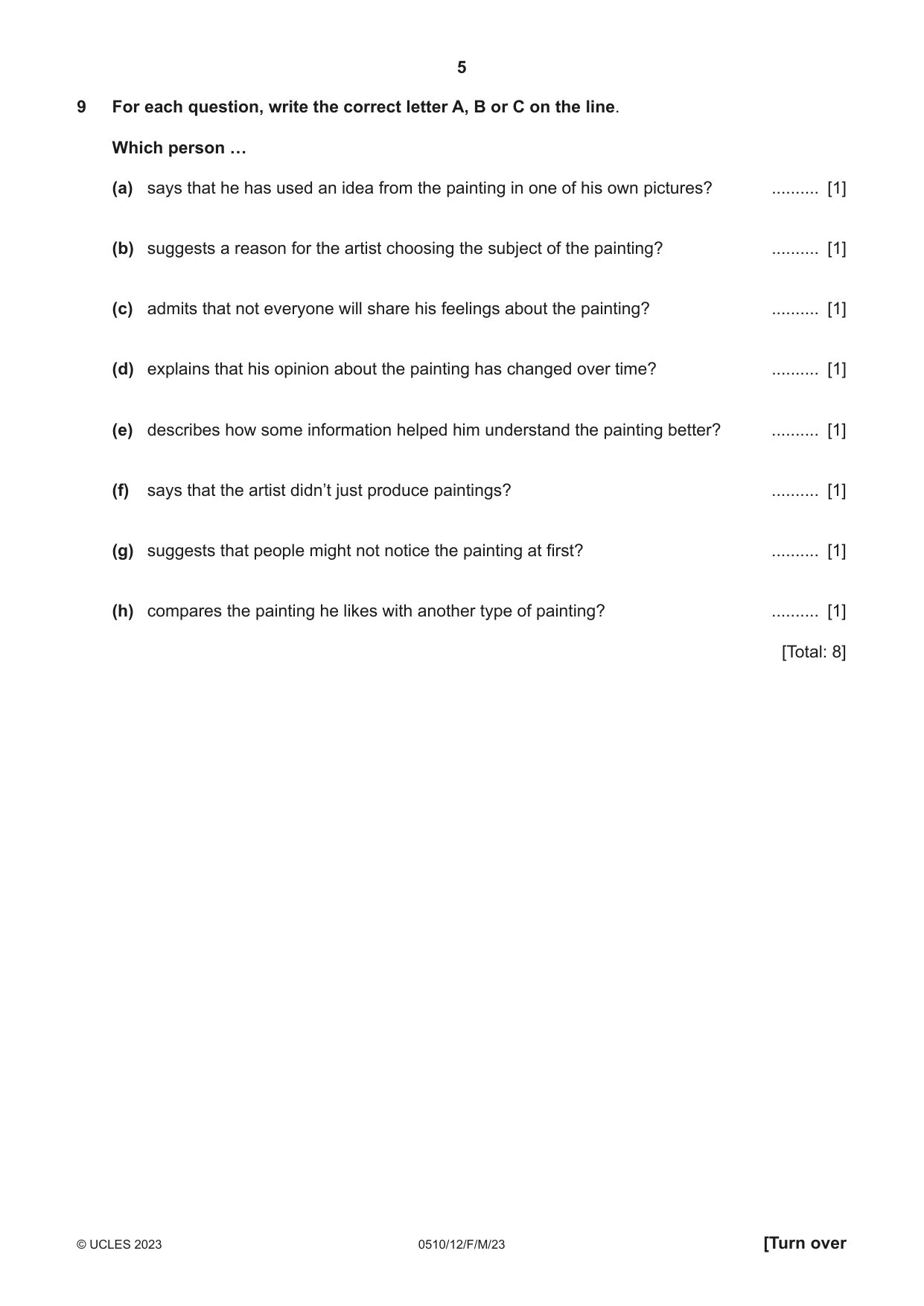 Cambridge IGCSE English - Second Language (oral endorsement) 0510 2023 Feb/March Paper 1 · Variant 2 question paper, page 5 of 16