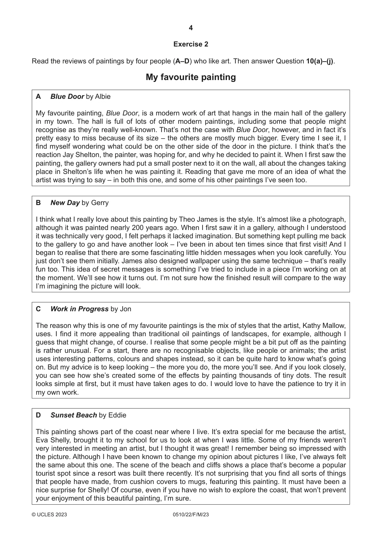 Cambridge IGCSE English - Second Language (oral endorsement) 0510 2023 Feb/March Paper 2 · Variant 2 question paper, page 4 of 16