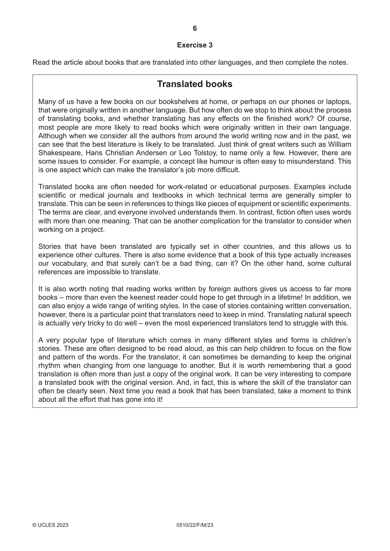 Cambridge IGCSE English - Second Language (oral endorsement) 0510 2023 Feb/March Paper 2 · Variant 2 question paper, page 6 of 16