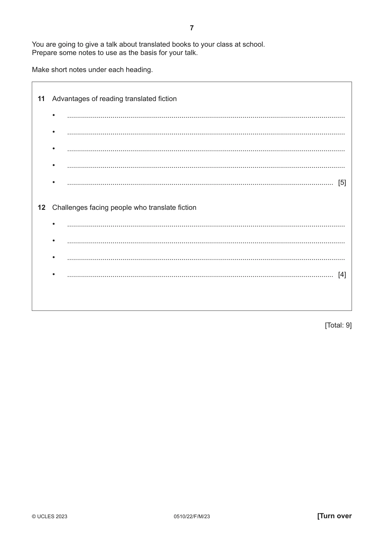 Cambridge IGCSE English - Second Language (oral endorsement) 0510 2023 Feb/March Paper 2 · Variant 2 question paper, page 7 of 16