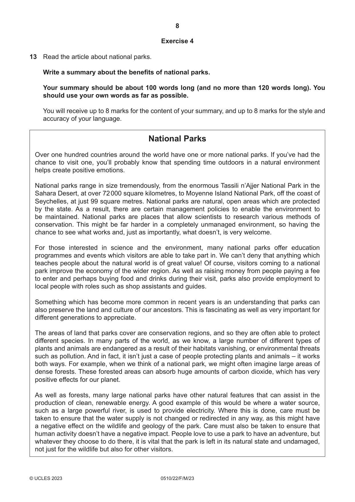 Cambridge IGCSE English - Second Language (oral endorsement) 0510 2023 Feb/March Paper 2 · Variant 2 question paper, page 8 of 16
