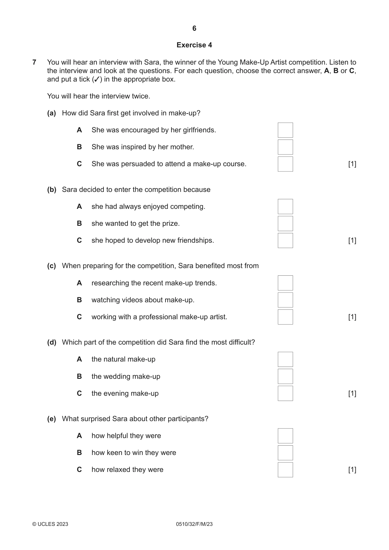 Cambridge IGCSE English - Second Language (oral endorsement) 0510 2023 Feb/March Paper 3 · Variant 2 question paper, page 6 of 8
