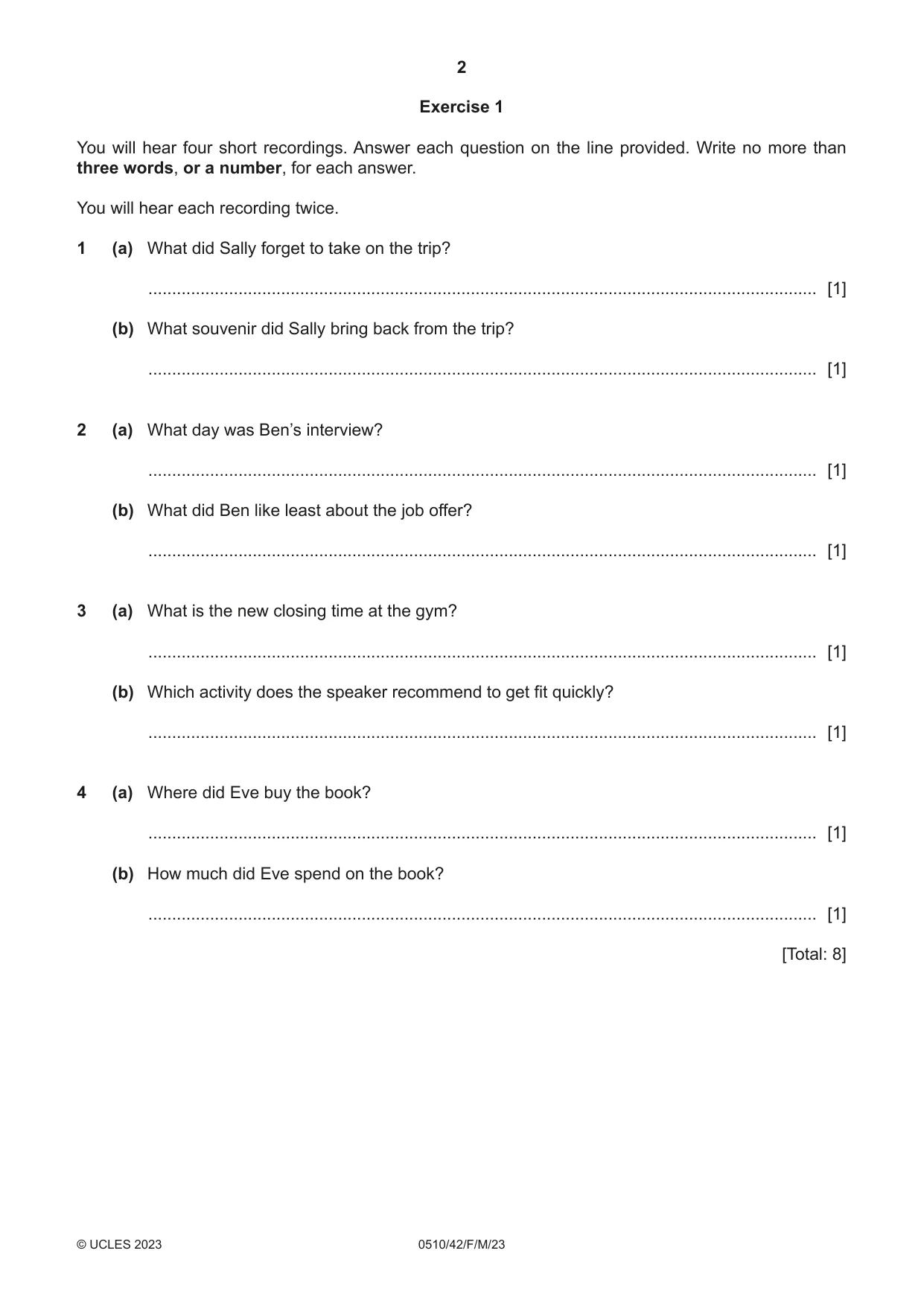 Cambridge IGCSE English - Second Language (oral endorsement) 0510 2023 Feb/March Paper 4 · Variant 2 question paper, page 2 of 12