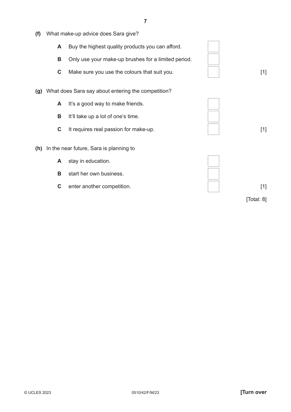 Cambridge IGCSE English - Second Language (oral endorsement) 0510 2023 Feb/March Paper 4 · Variant 2 question paper, page 7 of 12