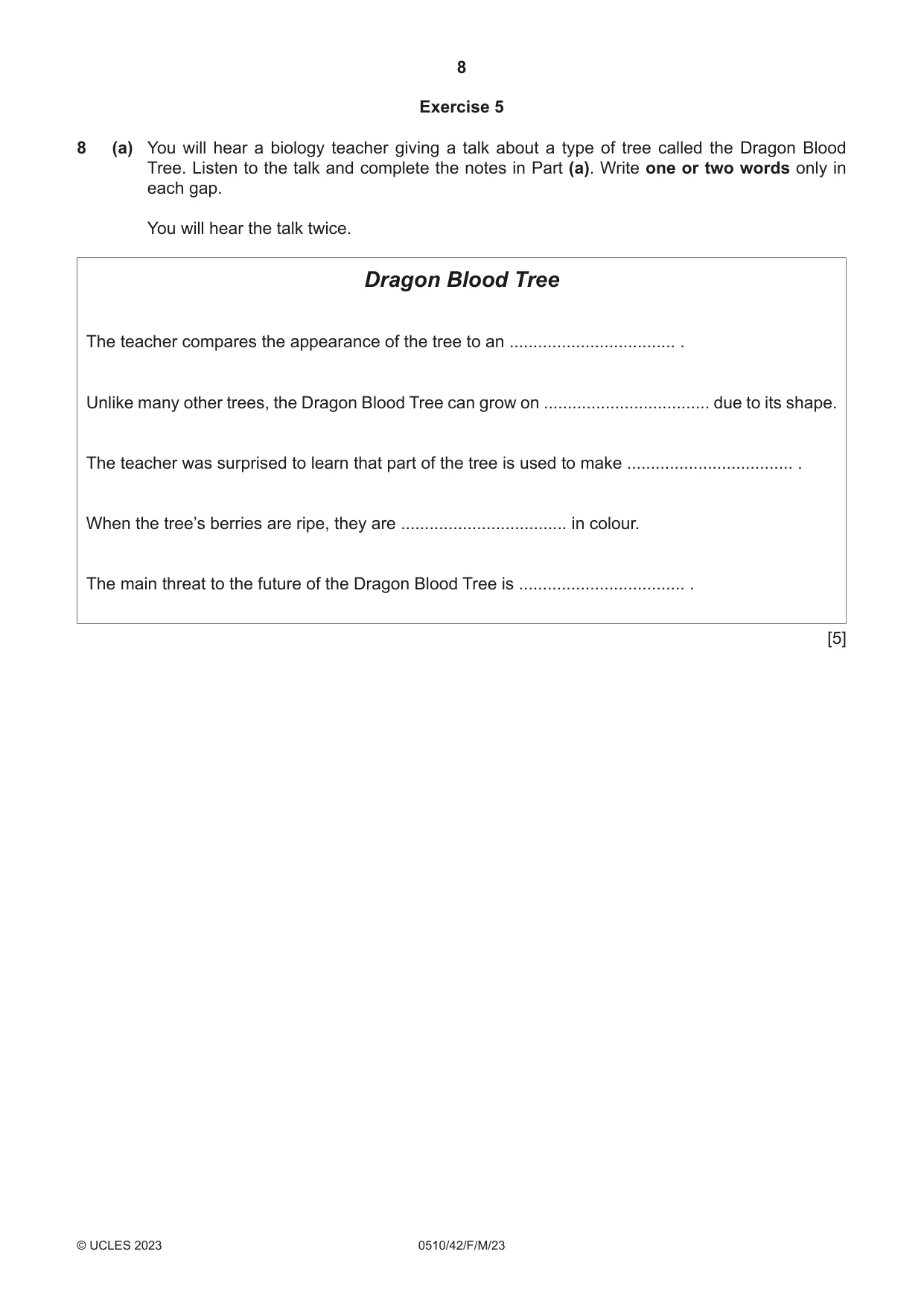Cambridge IGCSE English - Second Language (oral endorsement) 0510 2023 Feb/March Paper 4 · Variant 2 question paper, page 8 of 12