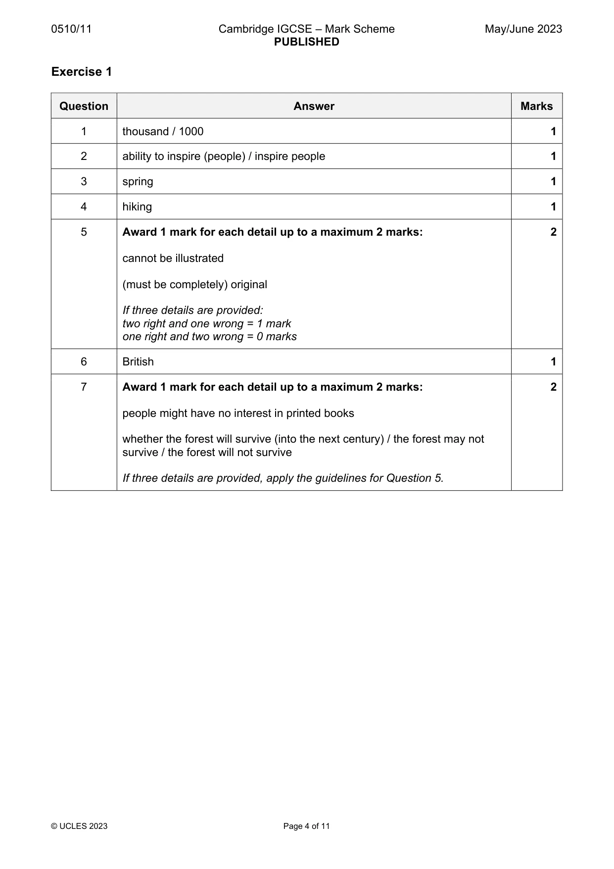 Mark scheme, page 4 of 11