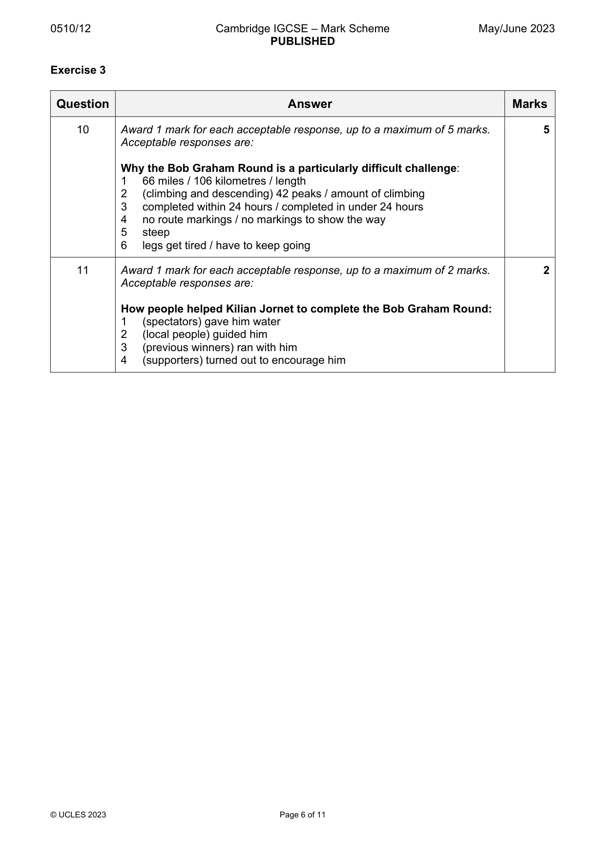 Mark scheme, page 6 of 11