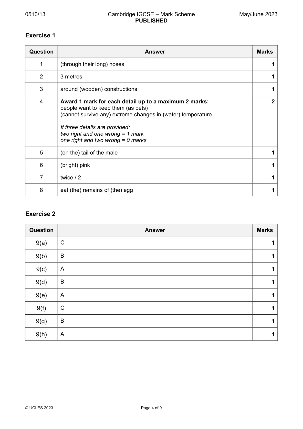 Mark scheme, page 4 of 9