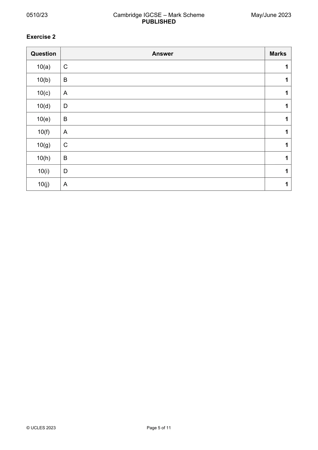 Mark scheme, page 5 of 11