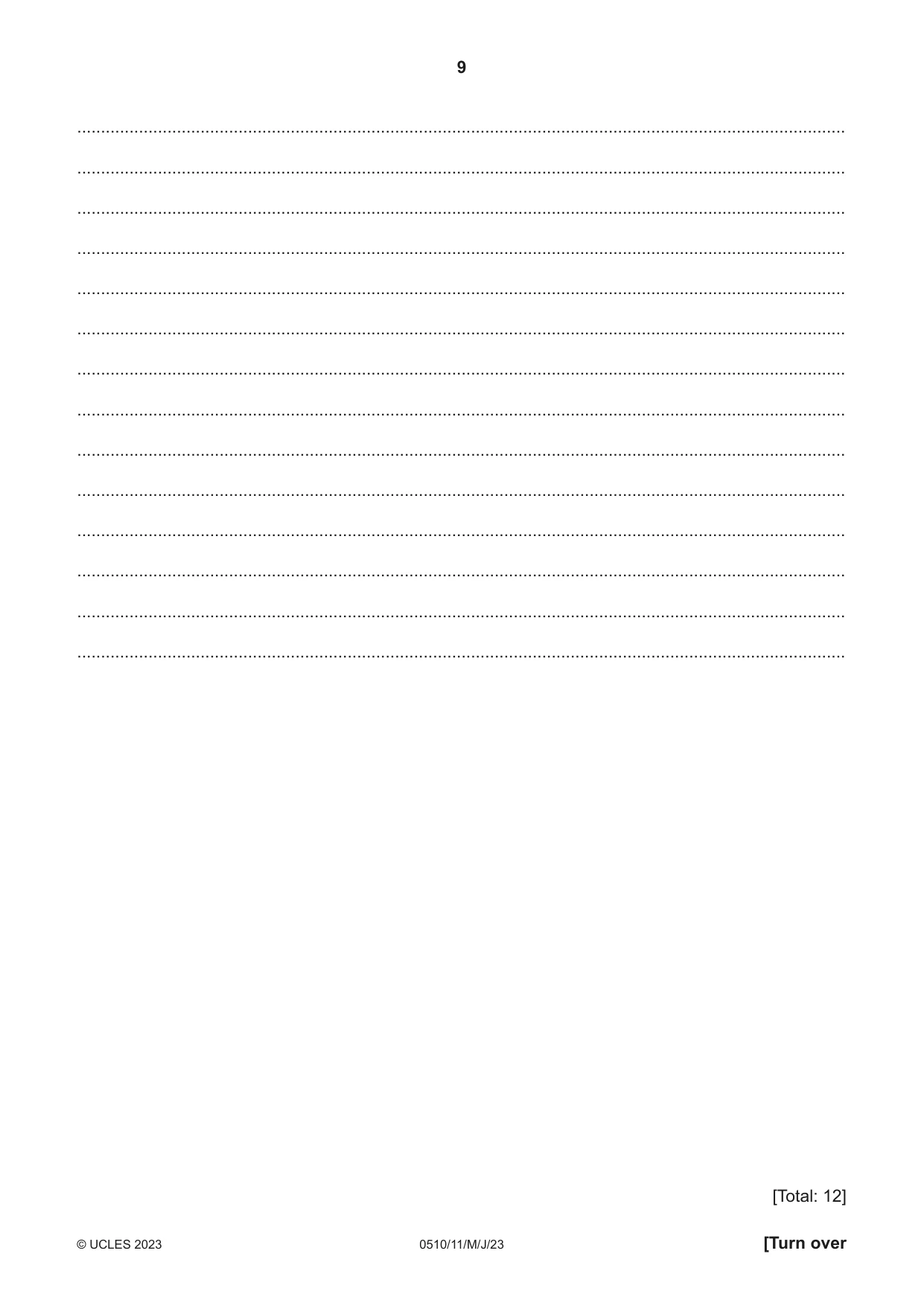 Cambridge IGCSE English - Second Language (oral endorsement) 0510 2023 May/June Paper 1 · Variant 1 question paper, page 9 of 16