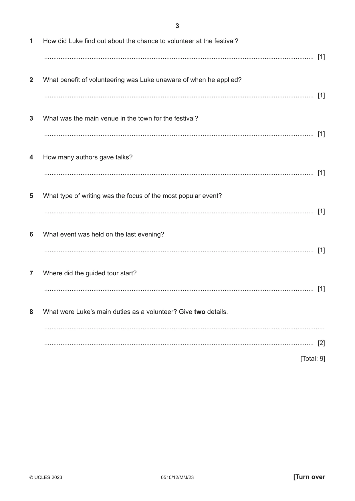 Cambridge IGCSE English - Second Language (oral endorsement) 0510 2023 May/June Paper 1 · Variant 2 question paper, page 3 of 16