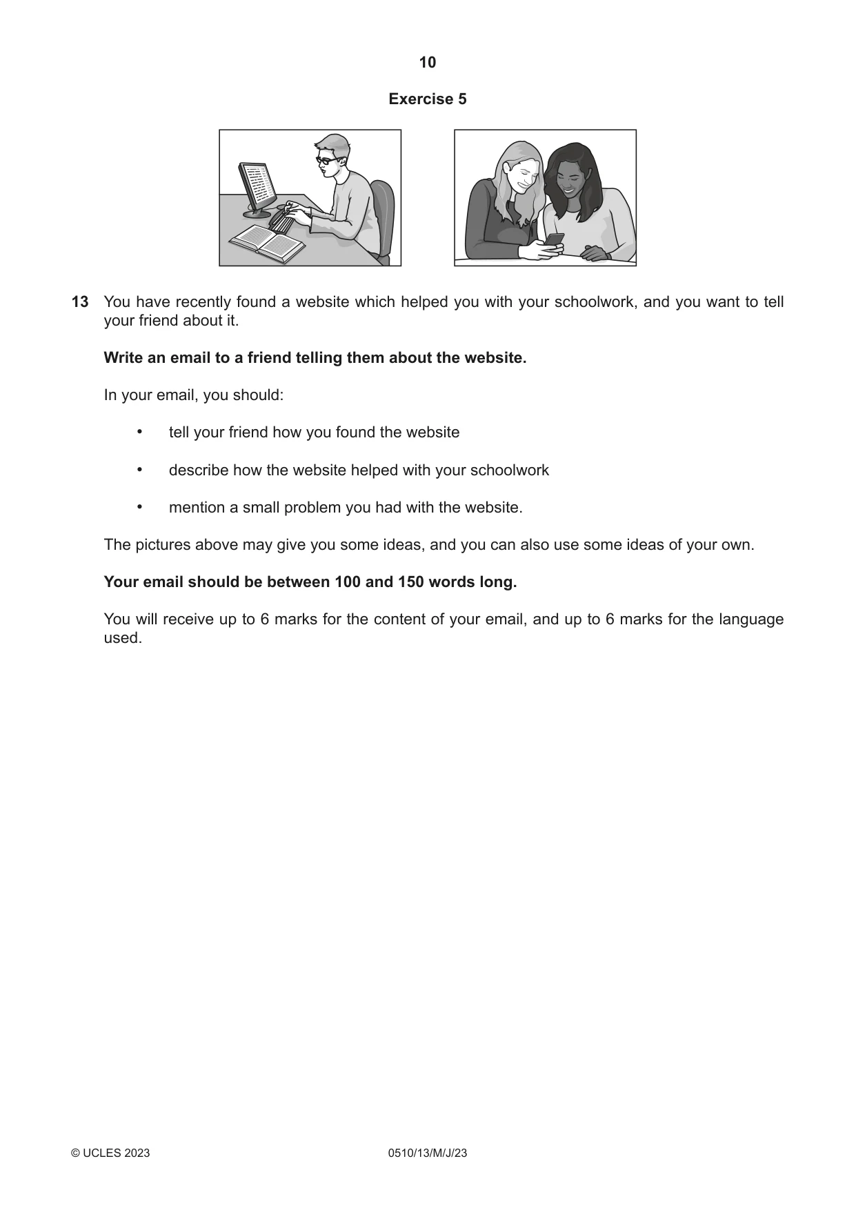 Cambridge IGCSE English - Second Language (oral endorsement) 0510 2023 May/June Paper 1 · Variant 3 question paper, page 10 of 16