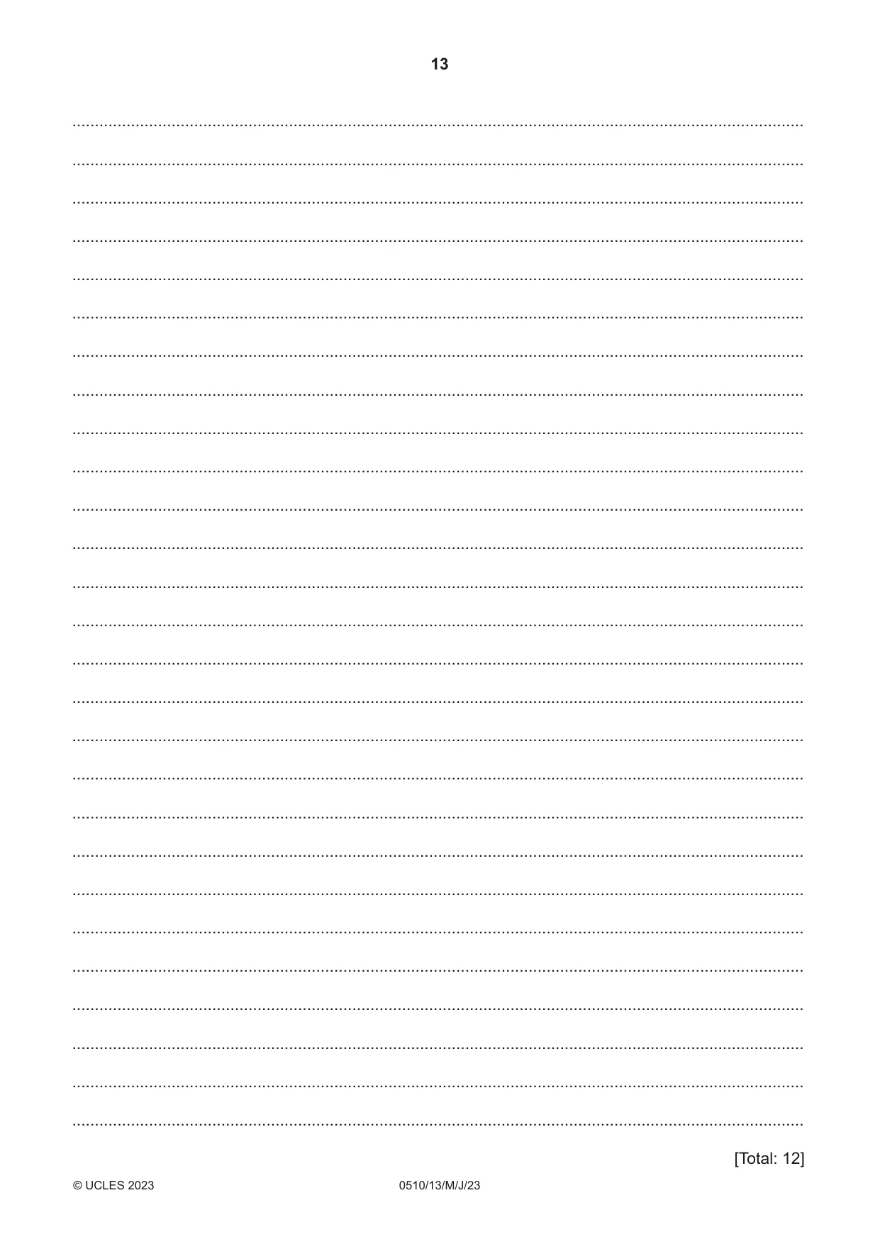 Cambridge IGCSE English - Second Language (oral endorsement) 0510 2023 May/June Paper 1 · Variant 3 question paper, page 13 of 16