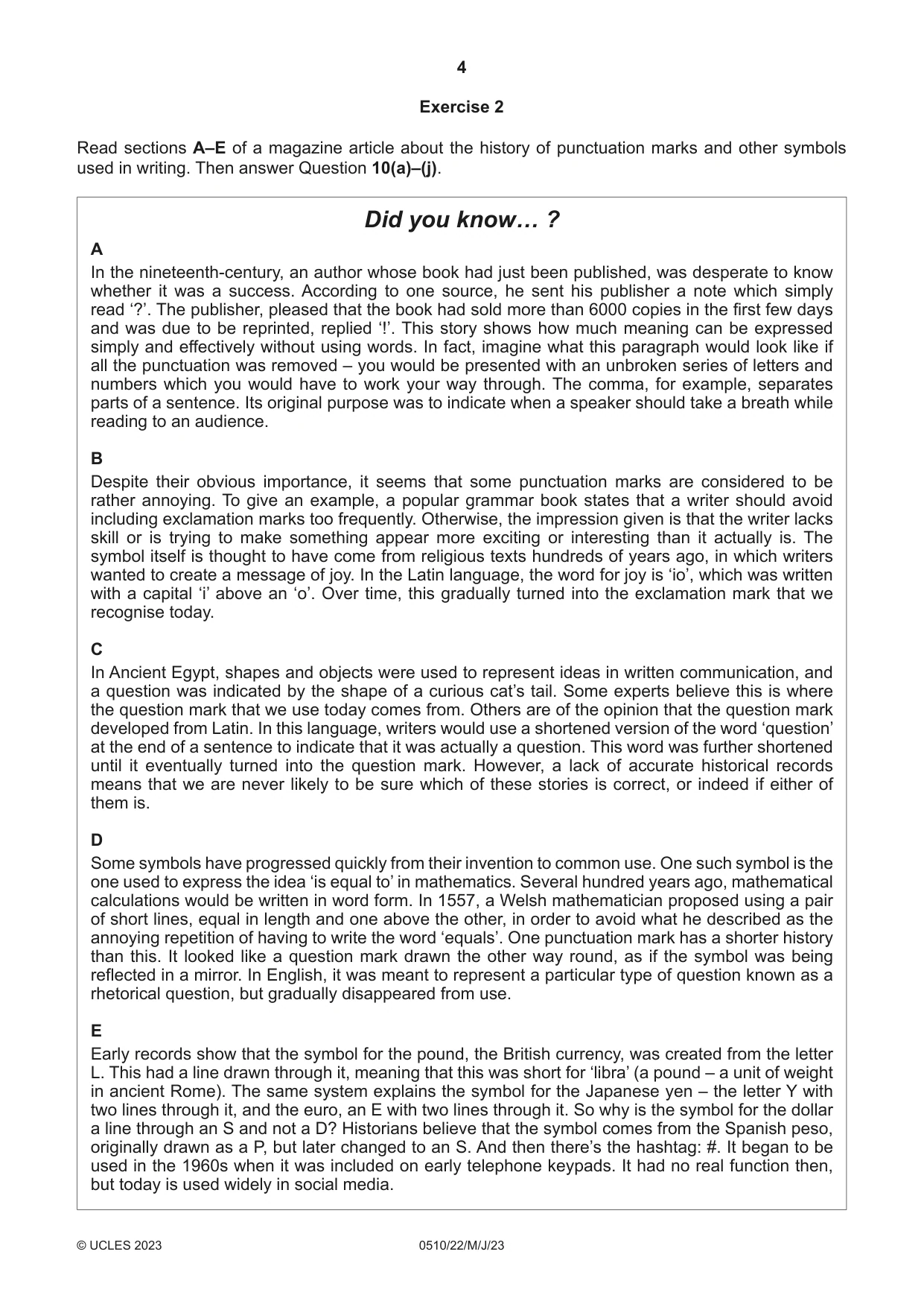 Cambridge IGCSE English - Second Language (oral endorsement) 0510 2023 May/June Paper 2 · Variant 2 question paper, page 4 of 16