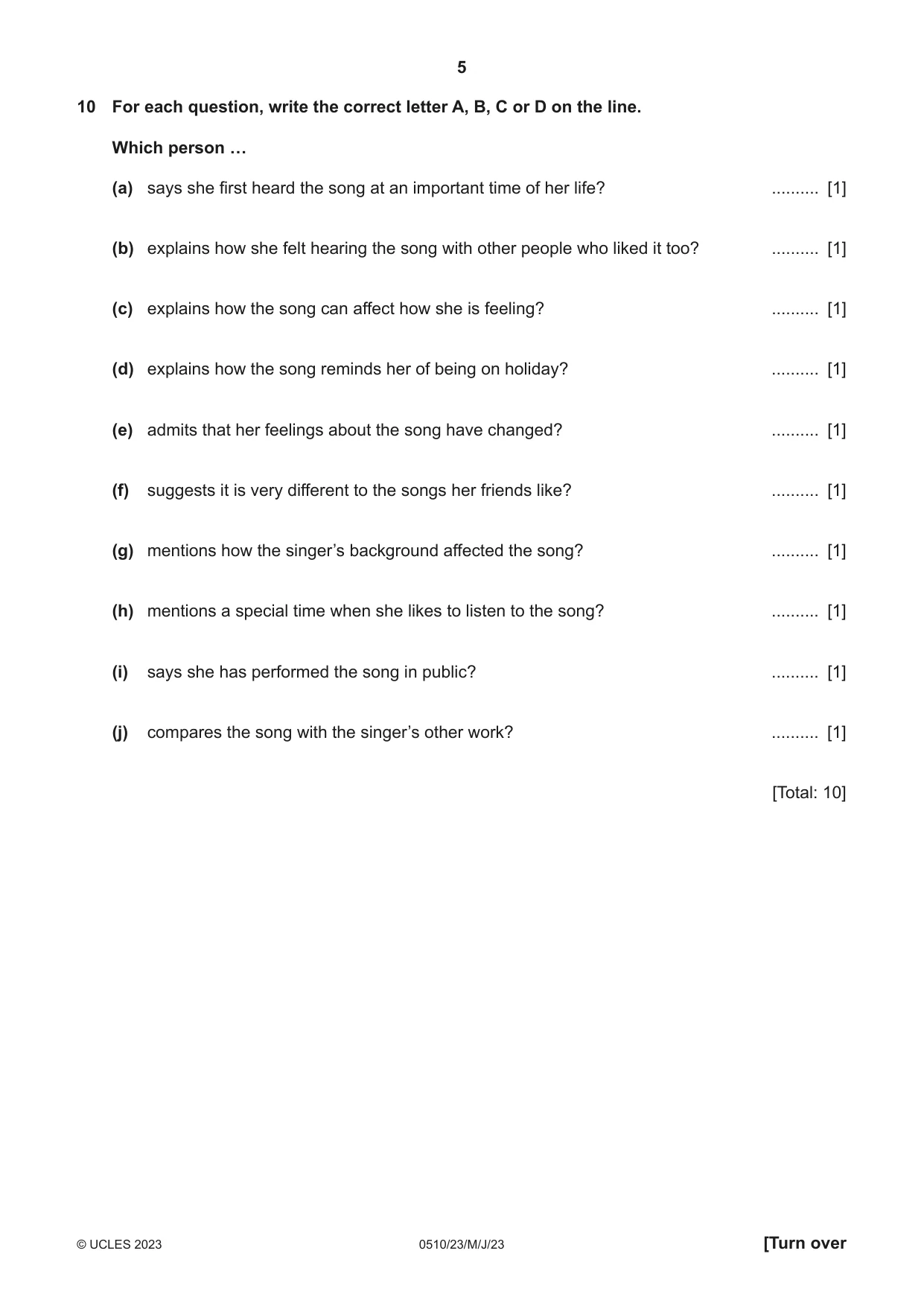 Cambridge IGCSE English - Second Language (oral endorsement) 0510 2023 May/June Paper 2 · Variant 3 question paper, page 5 of 16
