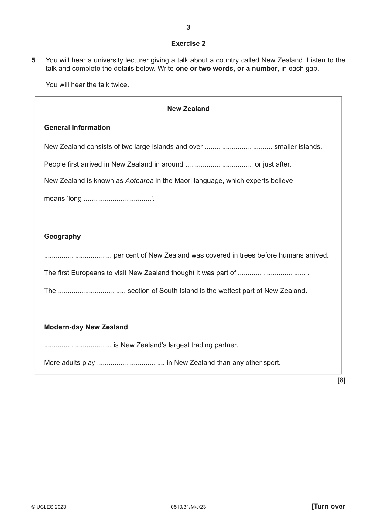 Cambridge IGCSE English - Second Language (oral endorsement) 0510 2023 May/June Paper 3 · Variant 1 question paper, page 3 of 8