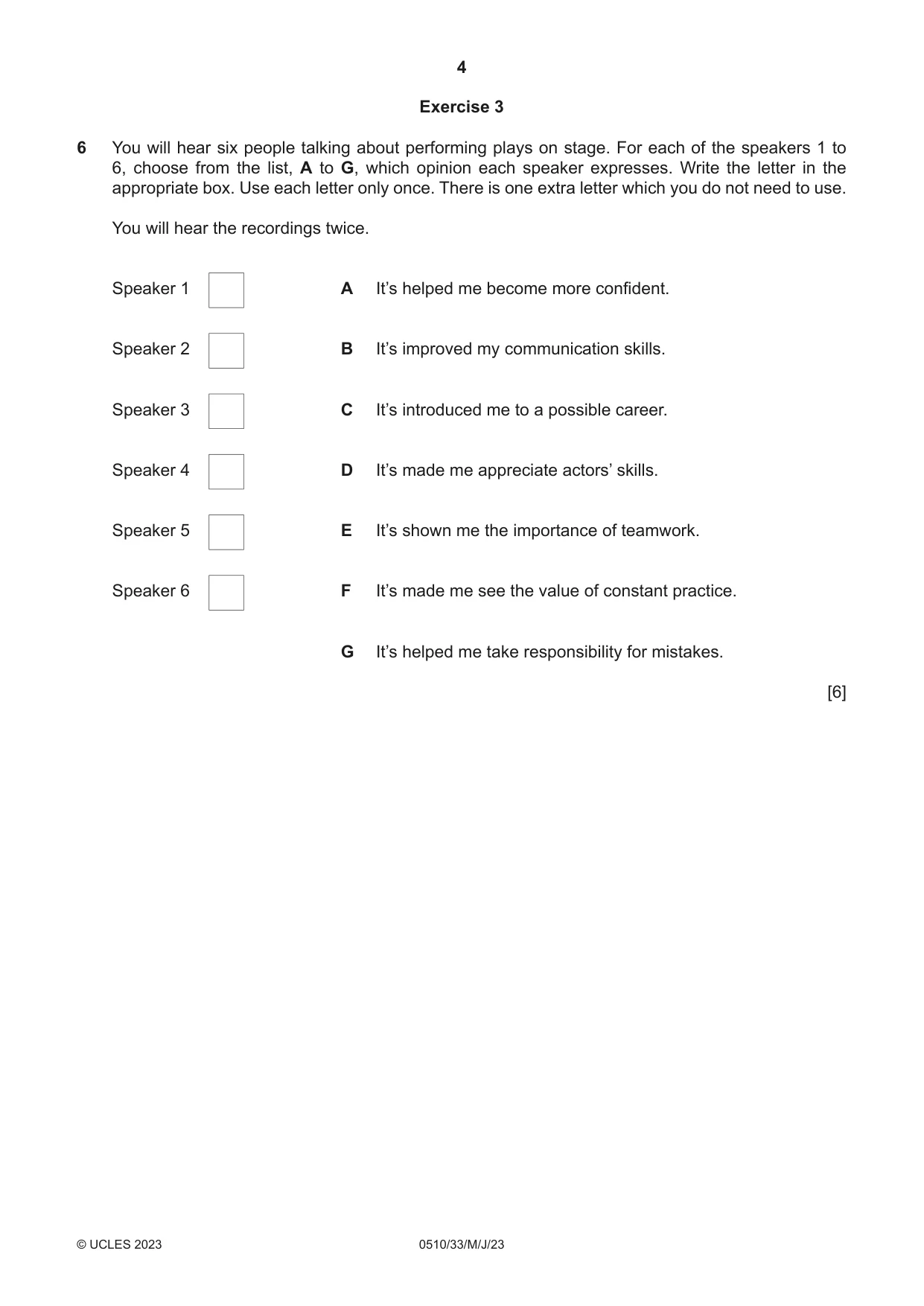 Cambridge IGCSE English - Second Language (oral endorsement) 0510 2023 May/June Paper 3 · Variant 3 question paper, page 4 of 8