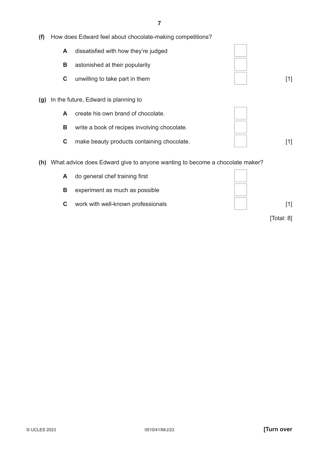 Cambridge IGCSE English - Second Language (oral endorsement) 0510 2023 May/June Paper 4 · Variant 1 question paper, page 7 of 12