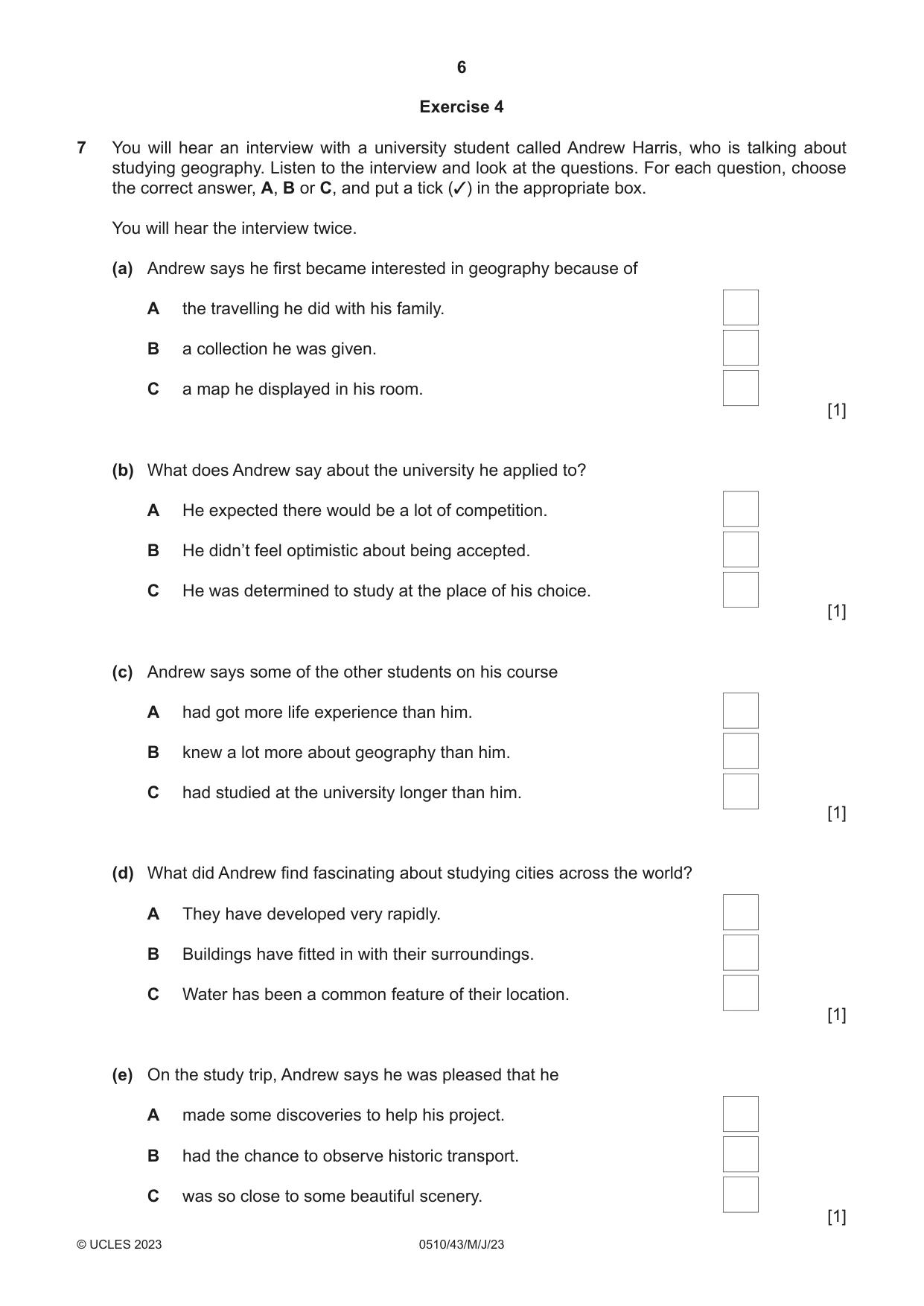 Cambridge IGCSE English - Second Language (oral endorsement) 0510 2023 May/June Paper 4 · Variant 3 question paper, page 6 of 12
